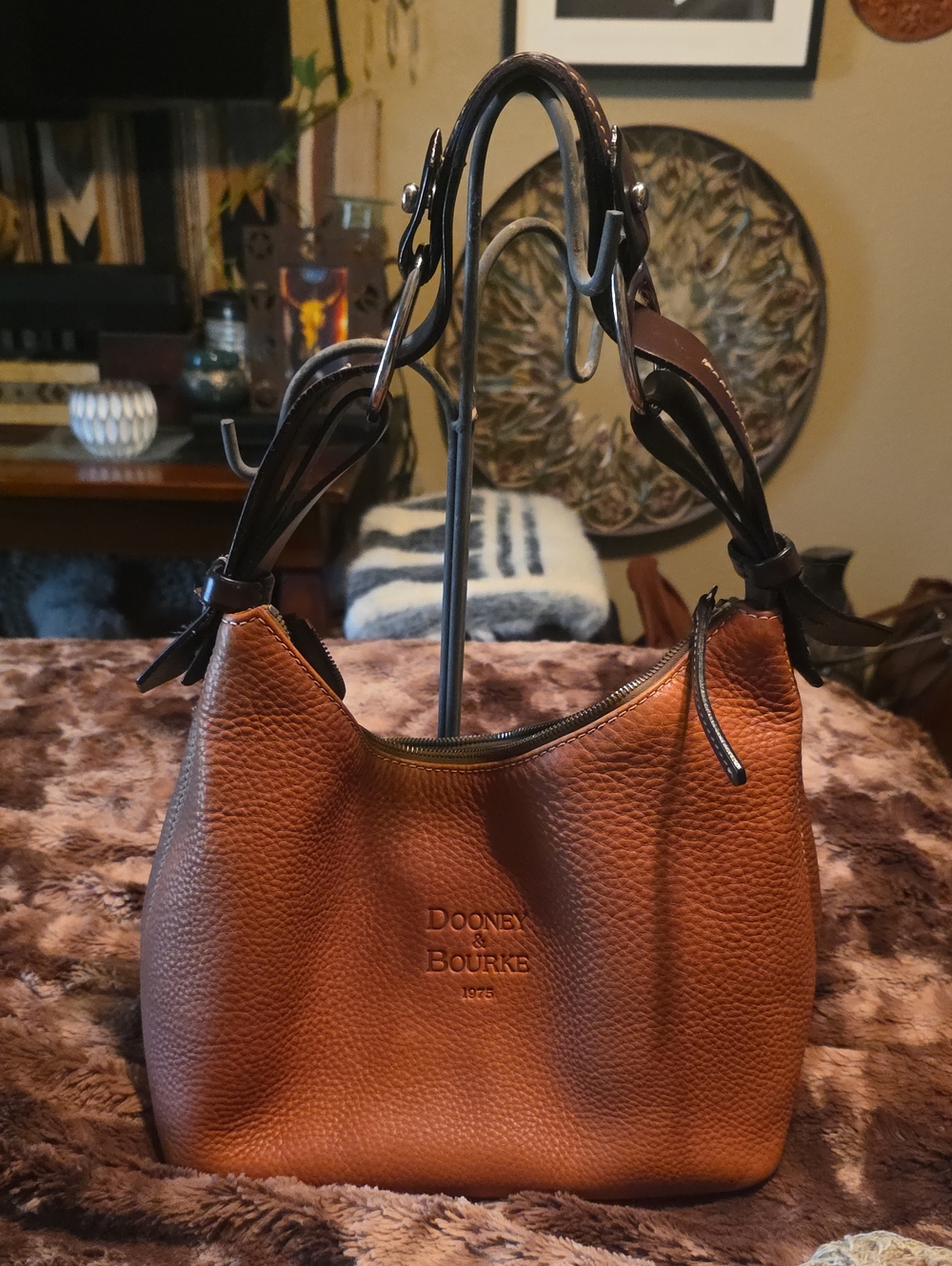Dooney & Bourke Chestnut Pebbled Leather Shoulder Bag